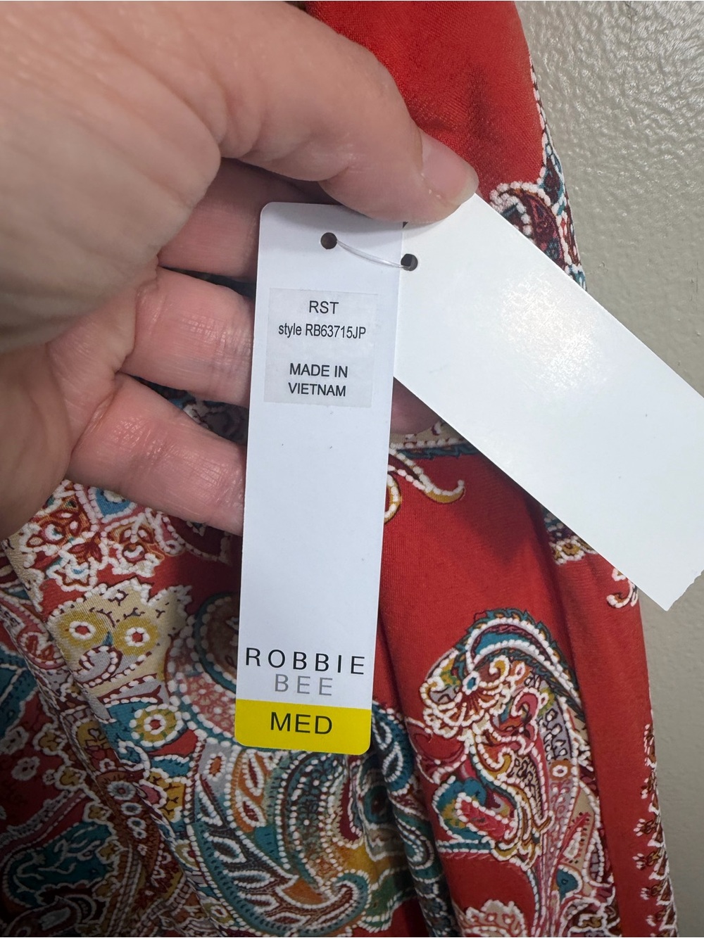 Robbie Bee Paisley Tank Dress Medium Boho Resort Cruise Vacation Dress Rust NWT - Picture 5 of 12